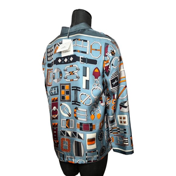 Hermes NWT Luxurious Silk Twill Buckles Blouse Shirt Size 38 Made In France - Picture 6 of 14